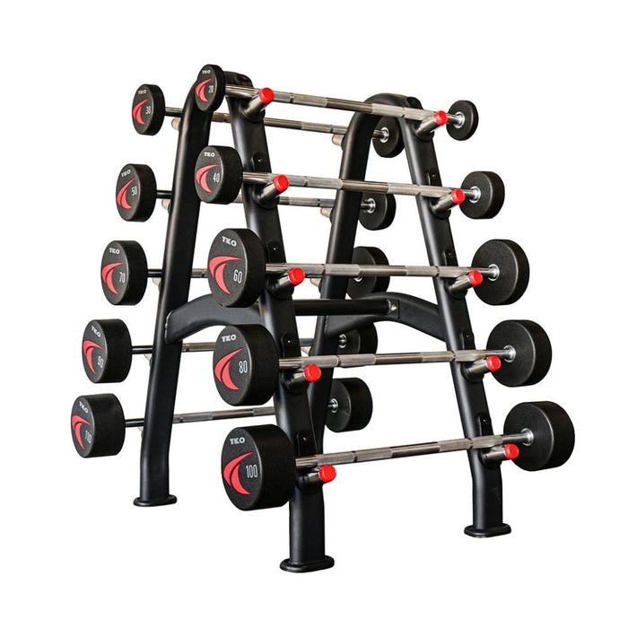 TKO Strength Urethane Barbell Set 20 lb to 110 lb with Rack
