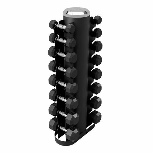 8 Sided Rubber Encased Dumbbell with Vertical Rack by Troy VTX