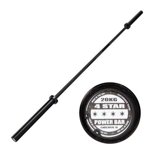 Body Solid Tools OB864STAR 7' Black 4-star Olympic Power Bar