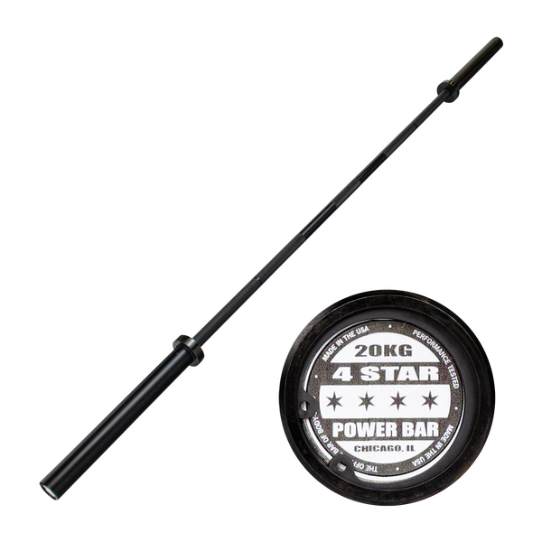 Body Solid Tools OB864STAR 7' Black 4-star Olympic Power Bar