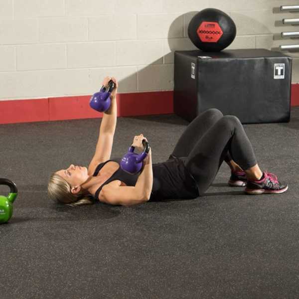 Body-Solid Vinyl Coated Kettlebells Chest Press Exercise