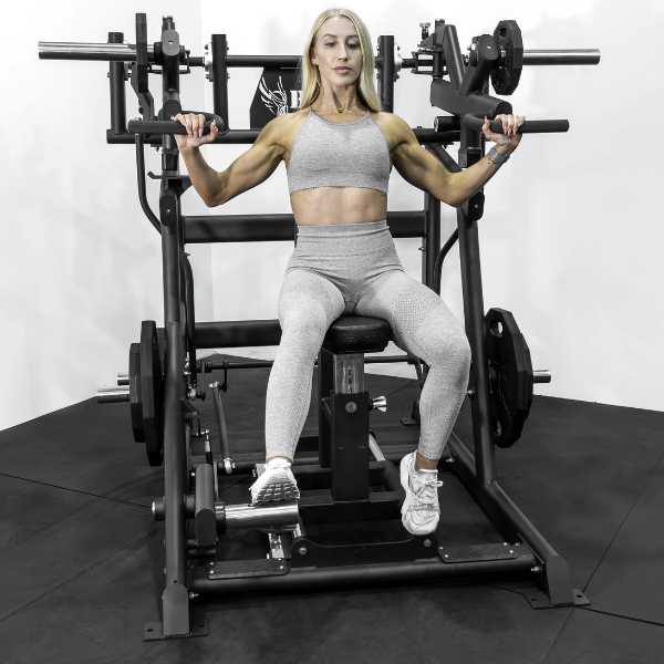 Female Training with Armada Plate Loaded Shoulder Press