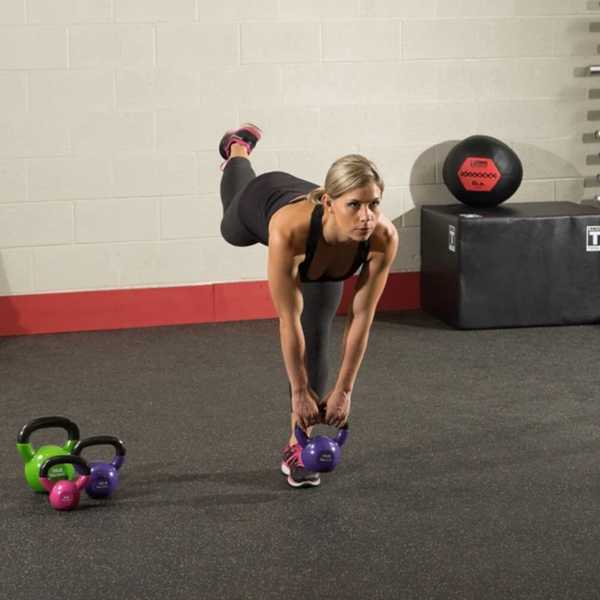 Kettlebell Deadlift Exercise With Body-Solid Vinyl Coated Kettlebells