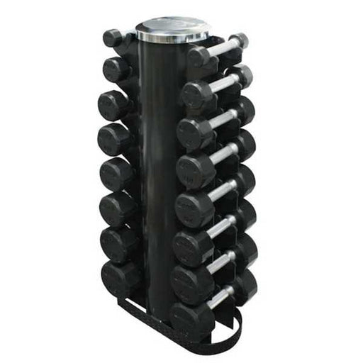 Troy Barbell 3-25lbs 12 Sided Rubber Dumbbells with Rack