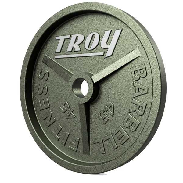 Troy Barbell Wide Flange Premium Grade-Machined Olympic Plate Gray 45lb