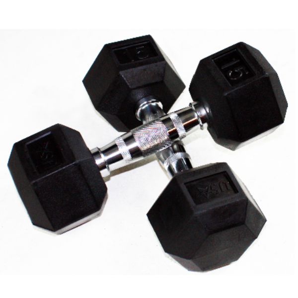 Troy USA 15LB Rubber Hex Dumbbell