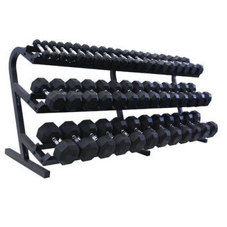 Troy dumbbell set with rack close up