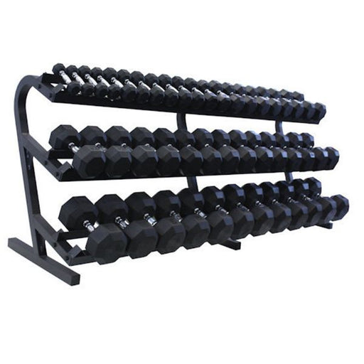 Troy USA Sports Rubber Hex Dumbbells with Storage Rack