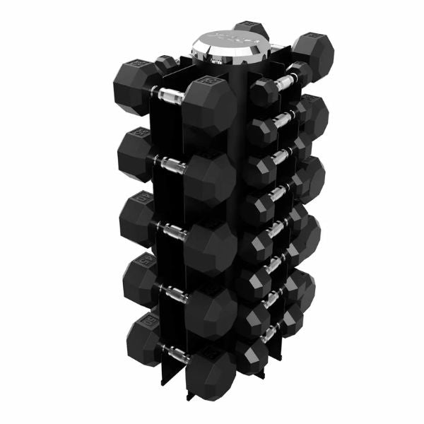 Troy VTX 8-Sided Rubber Dumbbells with Rack 3-50lb