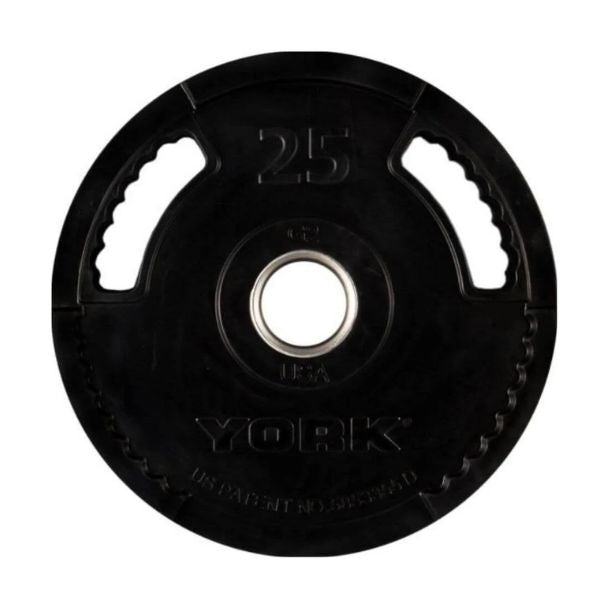 York Barbell 25lb G2 Dual Grip Thin Line Rubber Encased Olympic Plate