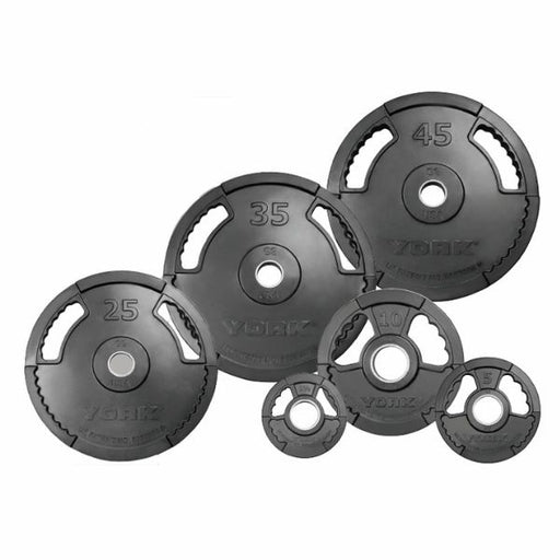 York Barbell G2 Dual Grip Thin Line Rubber Encased Olympic Plate Sets