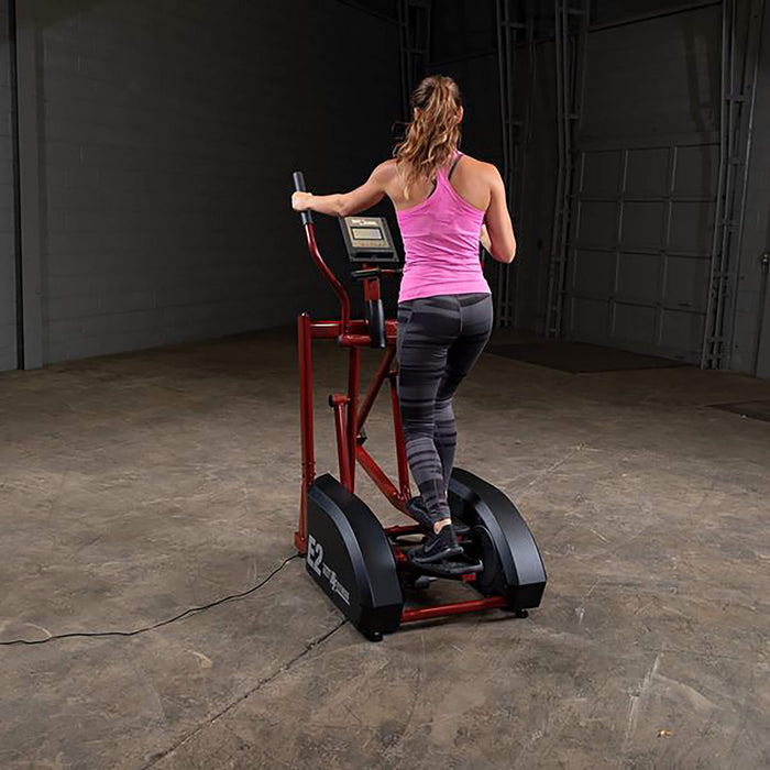 best fitness bfe2 elliptical trainer with model back view