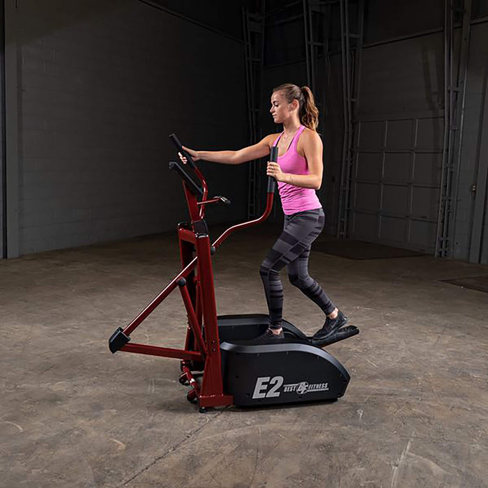 bfe2 elliptical trainer best fitness with model left side view
