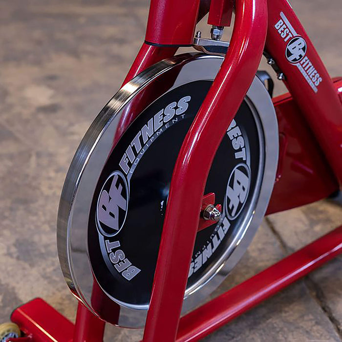 bfsb5 indoor spin bike chain drive system up close