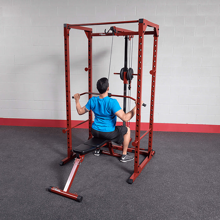 body solid bfpr100 power rack with lat lat pull