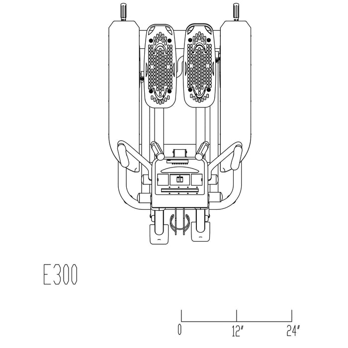 body solid e300 endurance top view dimensions
