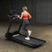 body solid endurance commercial treadmill t150 back view with model