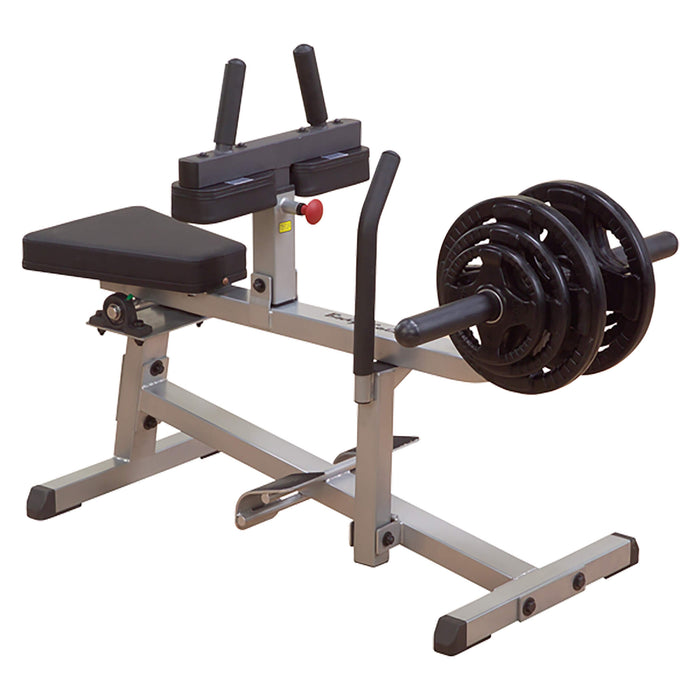 body solid gscr349 commercial seated calf raise corner view