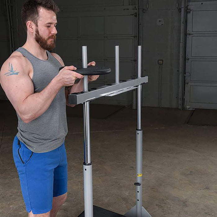 body solid powerline vertical leg press pvlp156x man loading plate