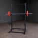 body solid pro clubline half squat rack spr500 front view with barbell