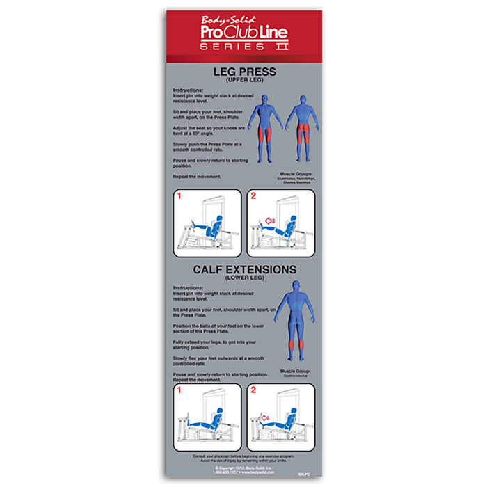 body solid pro clubline s2lpc leg press and calf raise front view exercises