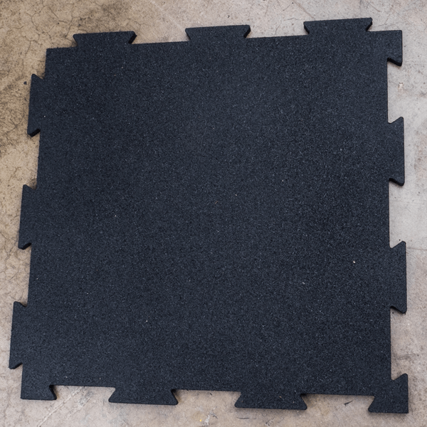 Body-Solid Tools RFBST4PB Interlocking Rubber Flooring Black / 1 Box (4 Mats)