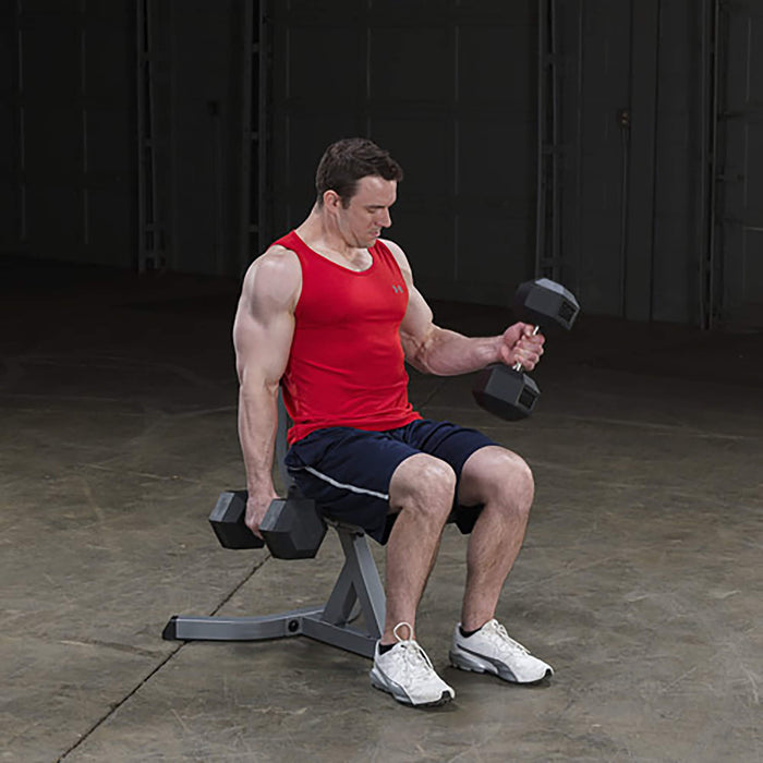 body solid utility bench gst20 seated biceps curl