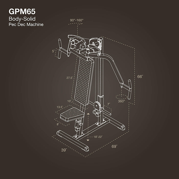 gpm65 plate loaded pec machine dimensions