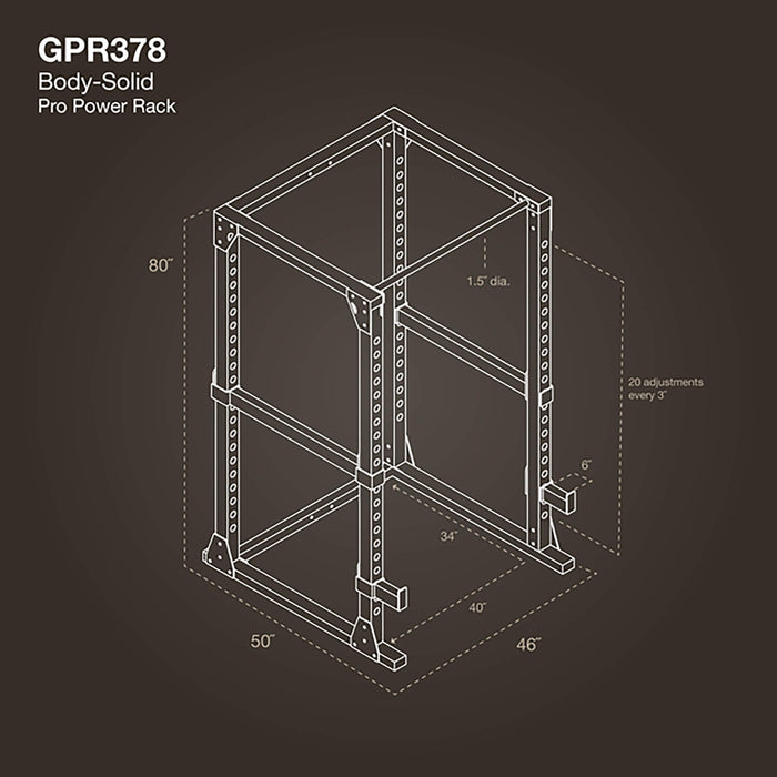 gpr378 body solid pro power rack dimensions
