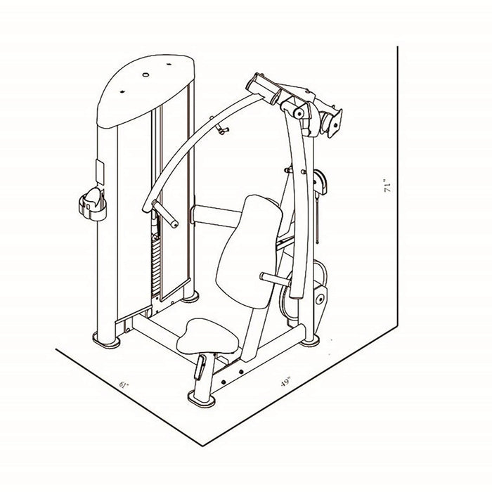 gr621 dual axis chest press dimensions