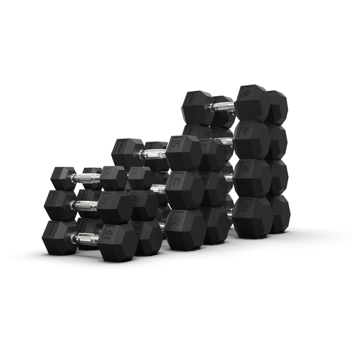 Inflight Fitness Hex Rubber Dumbbell Sets