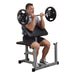 ppb32x preacher curl bench corner view with model