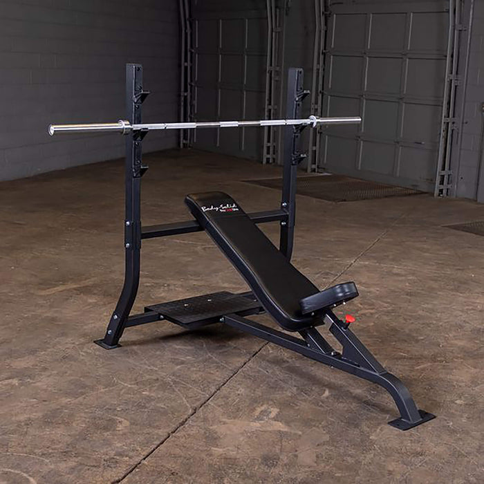 pro clubline body solid soib250 with olympic barbell bar