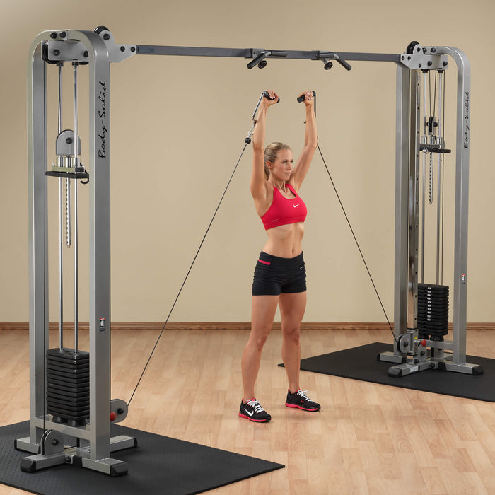 pro clubline cable crossover scc1200g standing shoulder press