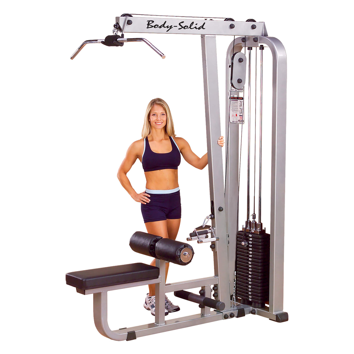 pro clubline lat and mid row machine slm300g front view with model