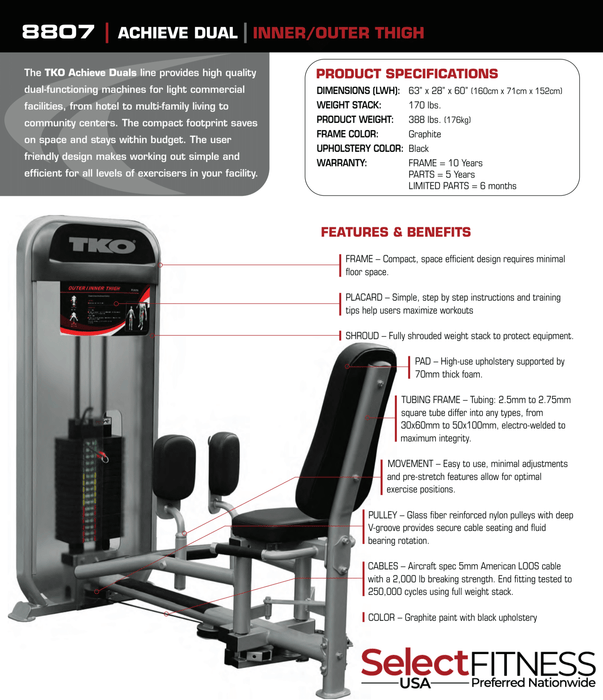 TKO Dual Inner and Outer Thigh Machine