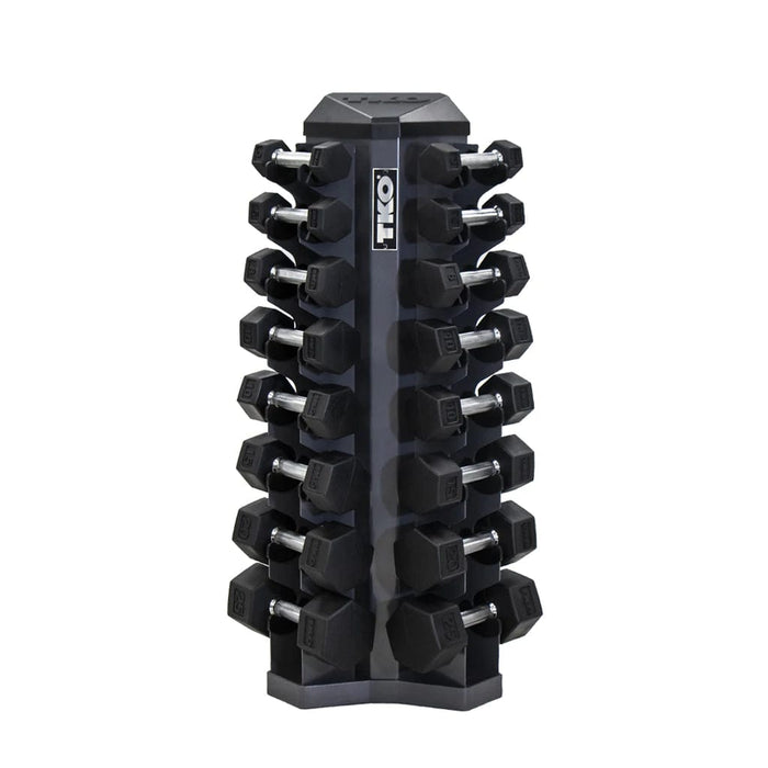 TKO Dumbbell Set with 8 Pair Vertical Dumbbell Rack 3-25 Lb. Set (Standard) with 8 Pair Rack