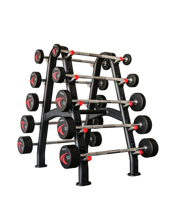 tko fixed barbell set with 10 bar rack 846bbr