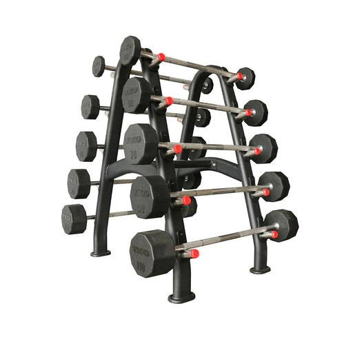 tko fixed barbell set with 10 bar rack