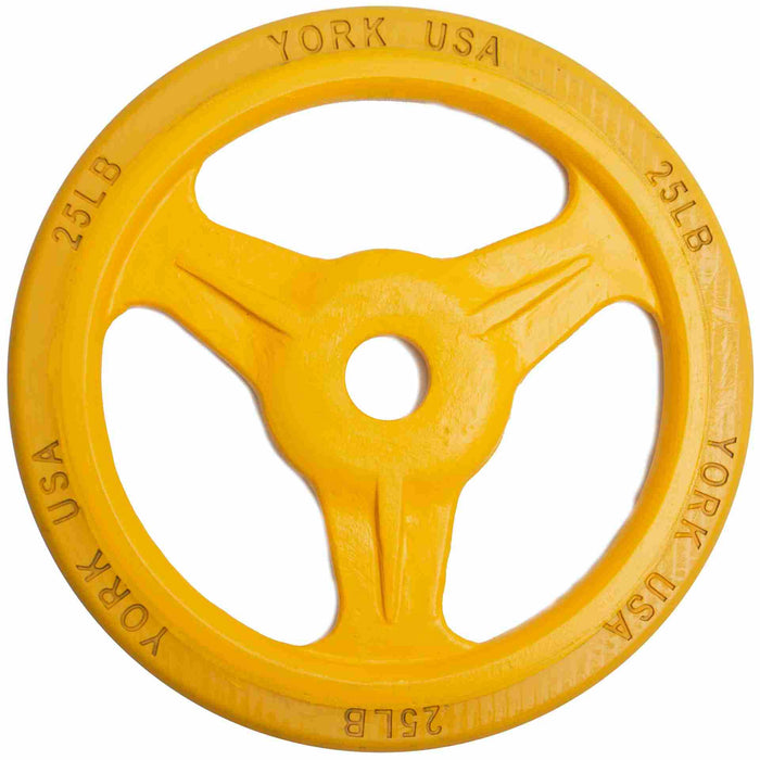 York Barbell Colored Bumper Grip Plates 25lbs - Yellow