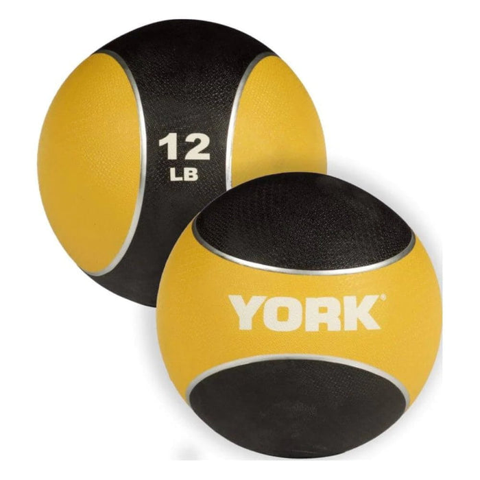 York Barbell Rubber Medicine Ball 12lbs - Yellow