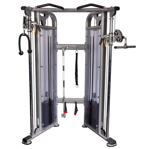 york barbell sts functional trainer machine front view with accessories