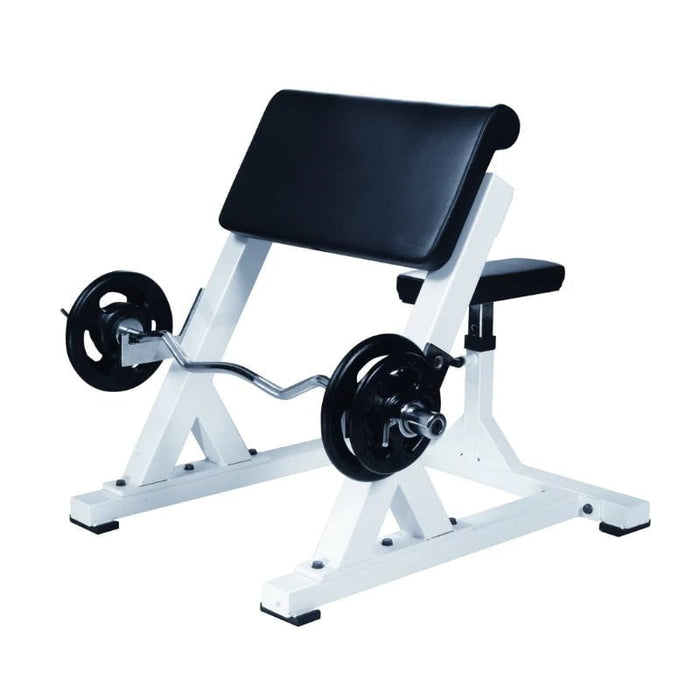York Barbell STS Preacher Curl Bench White